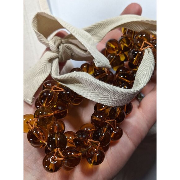 Vintage Honey Glass Marble Beaded Tie On Necklace - Picture 5 of 6